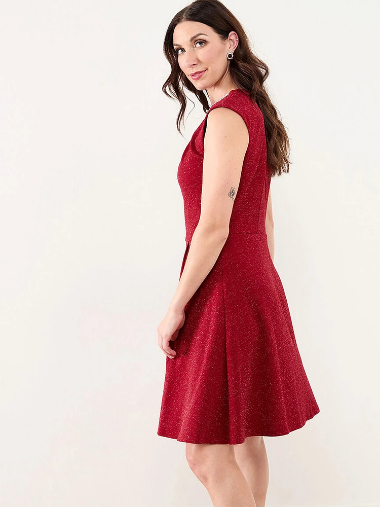 Jewelled Neckline Fit 'N Flare Dress