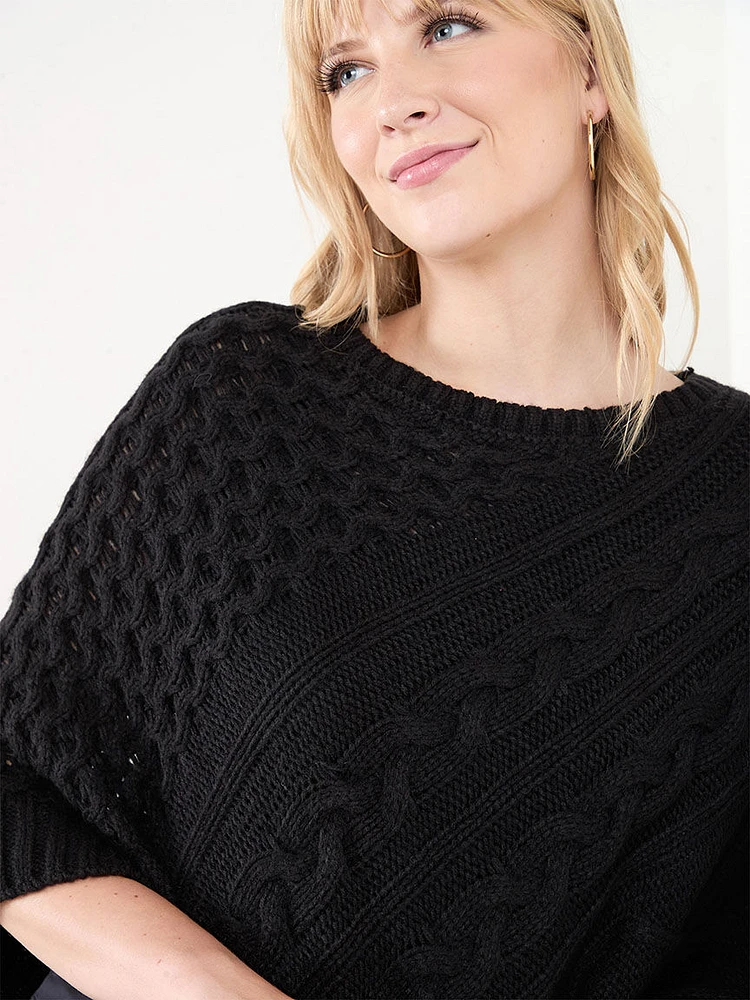 Cable Knit Poncho Sweater