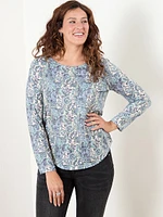 Long Sleeve Relaxed Fit Burnout Top