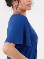 Petite Short Flutter Sleeve Stretch Crepe Top