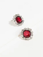 Crimson Squared Crystal Drop Earrings