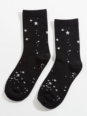 Ivory Stars Crew Socks