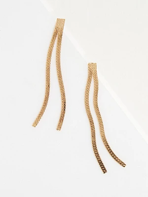 Gold Snake Chain Tassel Earrings