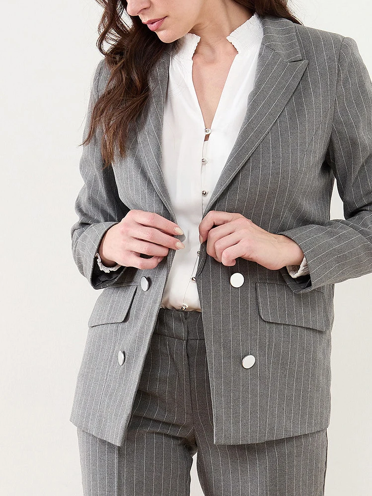 The Associate Open-Front Striped Blazer