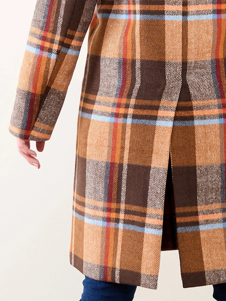 Evermore Plaid Wool-Blend Coat