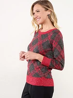 Petite Plaid Shimmer Pullover Sweater