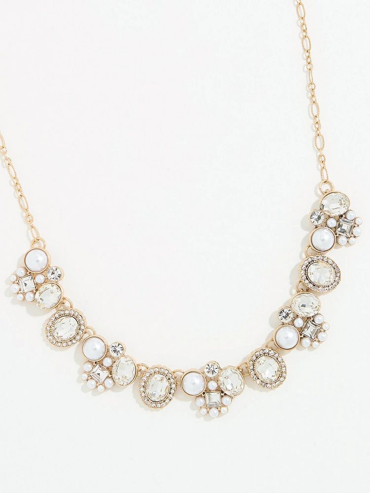 Short Gold & Pearl Antique-Look Necklace