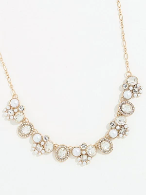 Short Gold & Pearl Antique-Look Necklace