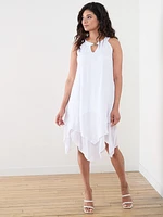 Petite Halter Neck Gauze Midi Dress