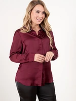 Petite Button Up Satin Blouse