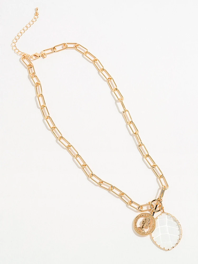 Charm and Crystal Gold Necklace