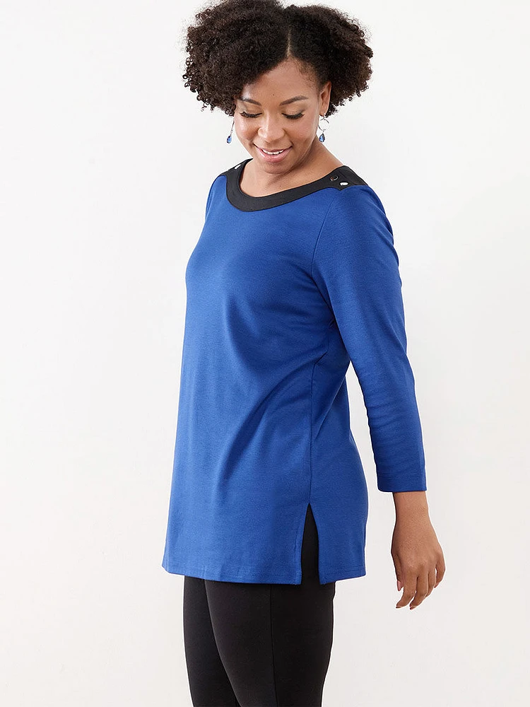 Petite Boat Neck Tunic Top