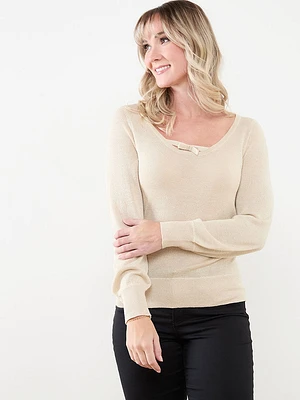 Petite Shimmer Scoop Neck Sweater