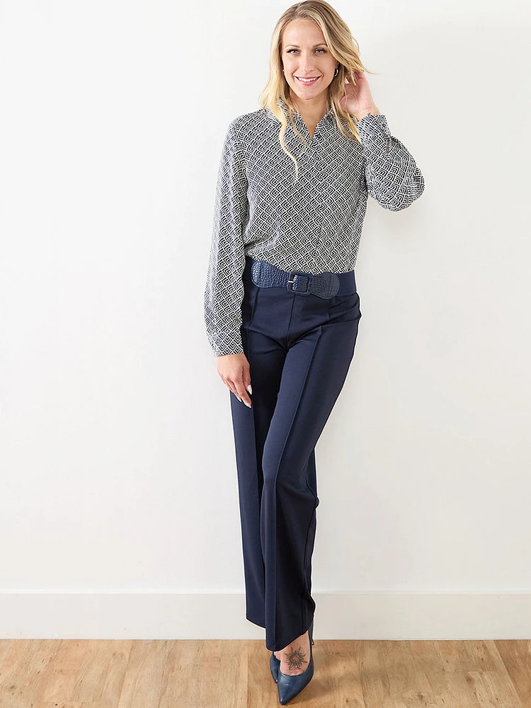 Relaxed Fit Button Front Crepe Blouse