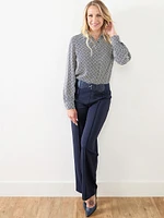 Relaxed Fit Button Front Crepe Blouse