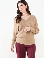 Ribbed Shimmer Pullover Sweater