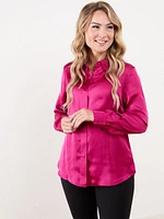 Petite Button Up Satin Blouse