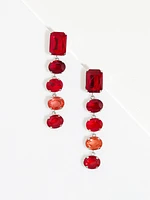 Faceted Crimson Stone Dangle Earrings