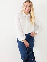 Relaxed Fit Button Front Blouse