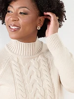 Petite Mock Neck Cable Knit Sweater