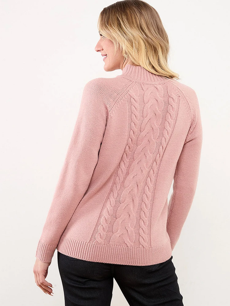 Mock Neck Cable Knit Sweater