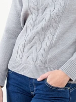 Petite Mock Neck Cable Knit Sweater