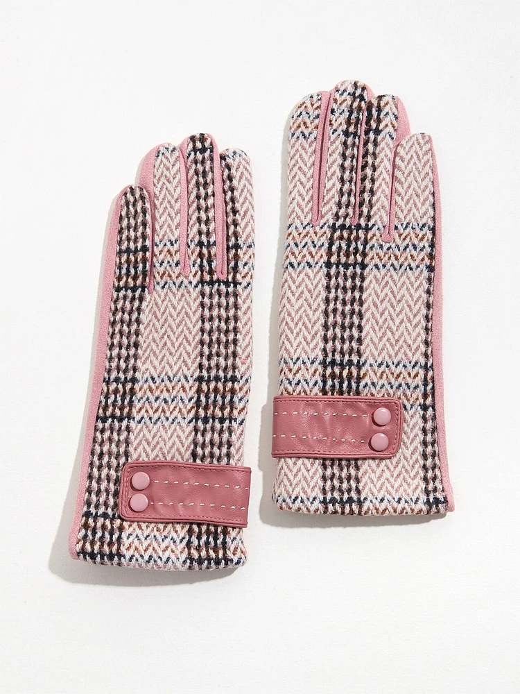 Pink Plaid Gloves