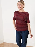 Petite Short Sleeve Boat Neck Top