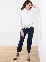 3/4 Bell Sleeve Cotton Eyelet Shirt