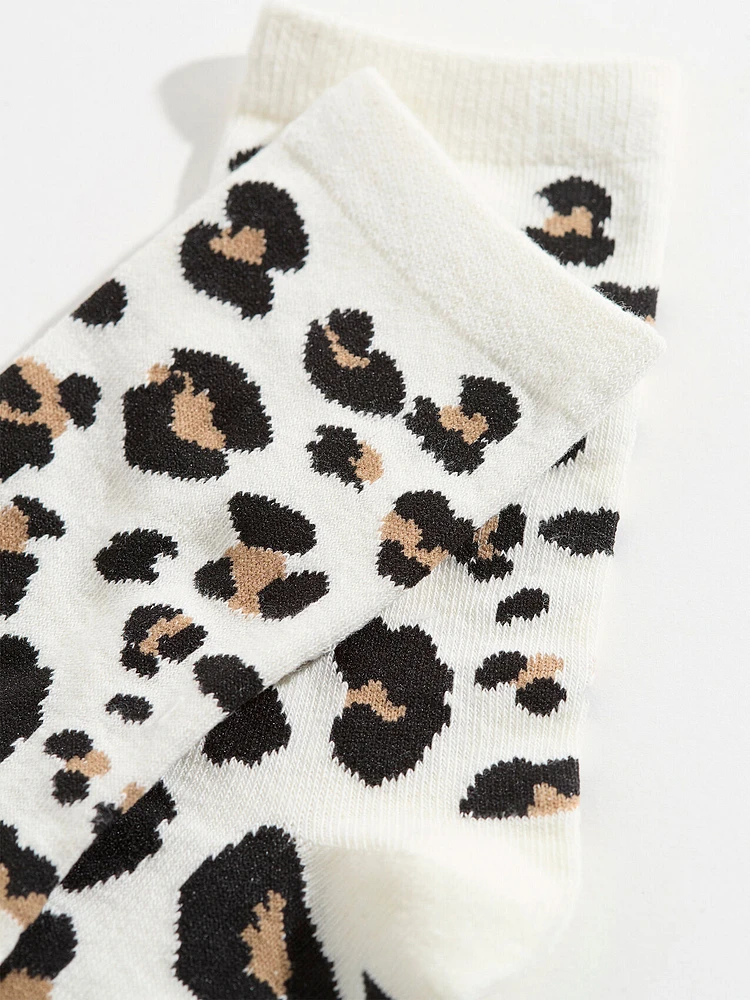 Leopard Print Crew Sock