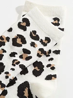 Leopard Print Crew Sock