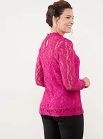 Mock Neck Lace Top with Cami