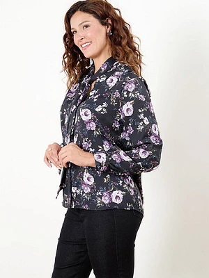 Long Sleeve Blouse with Removable Bow