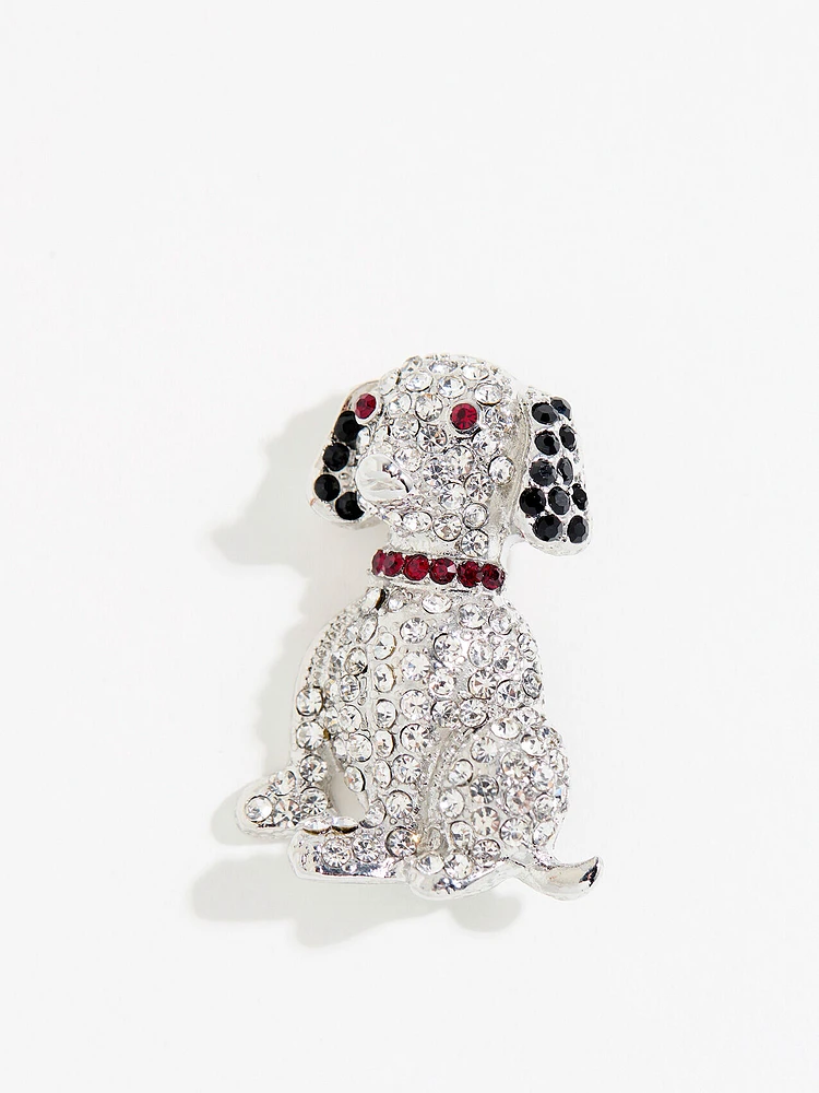 Silver Pave Dog Pin