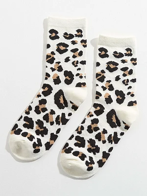 Leopard Print Crew Sock