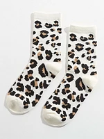 Leopard Print Crew Sock