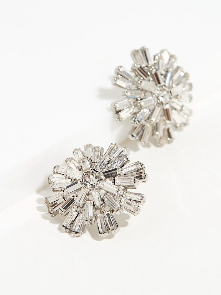 Silver and Crystal Starburst Earrings