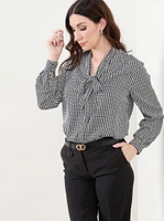 Long Sleeve Blouse with Removable Bow