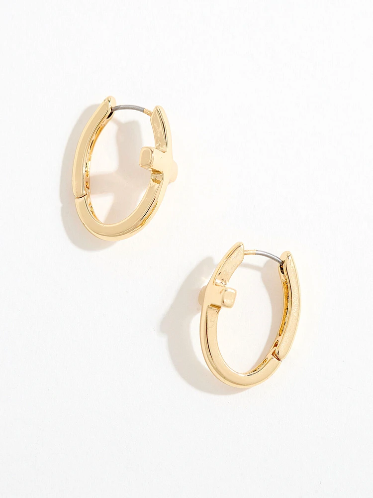 Gold Cross Hoop Earring