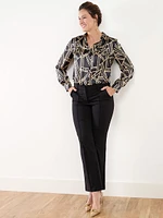 Button Front Satin Blouse