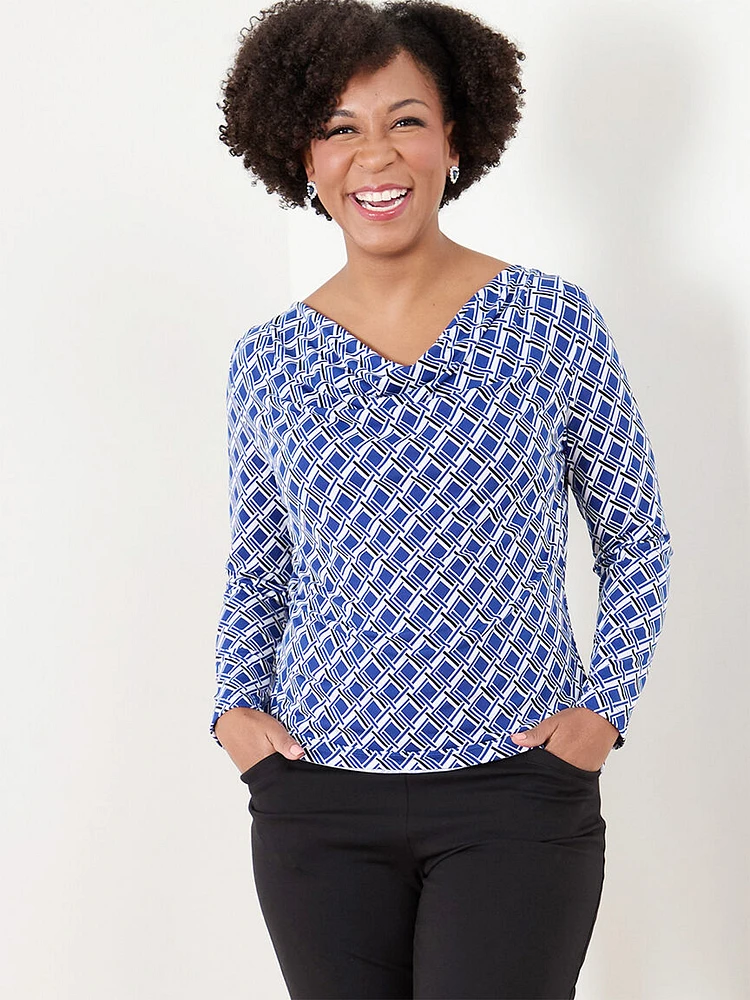 Petite Soft Stretch Cowl Neck Top