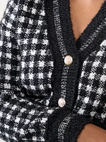 Petite Knit Check Cardigan with Buttons