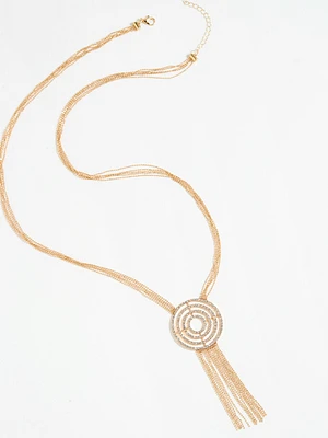 Gold Necklace with Pave Pendant