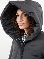 Petite Shawl Collar Hood Vegan Down Coat