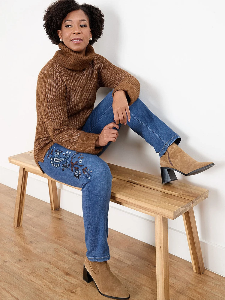 Petite Rib Knit Turtleneck Sweater