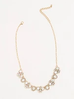 Short Gold & Pearl Antique-Look Necklace