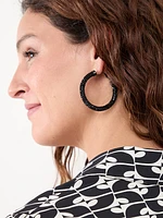 Black Studded Hoop Earrings