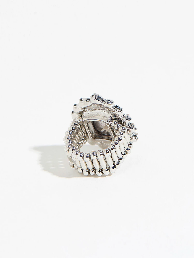 Tear Drop Crystal Stretch Ring