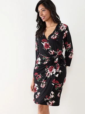 Petite Luxe Stretch Faux Wrap Dress