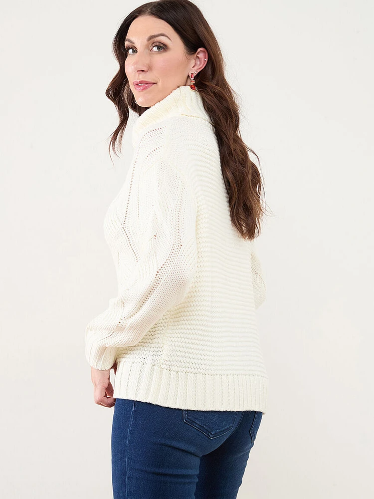 Cable Knit Turtleneck Pullover